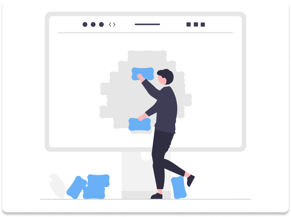 illustration of a man building a website